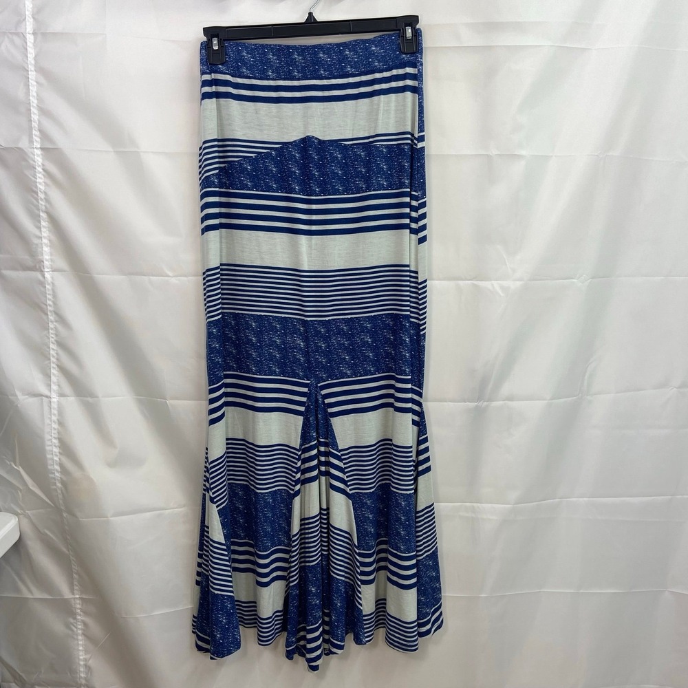 Poof! Women's blue loose hem pull on‎ elastic stretch maxi casual knit skirt L